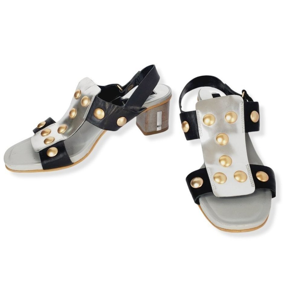 ZINDA SPAIN Metallic Chunky Y2K Studded Heeled Sandals